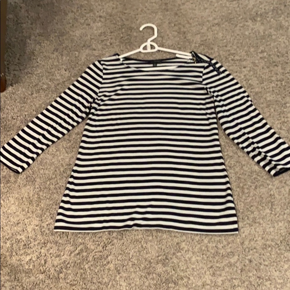 Super soft navy and white three quarter length tee